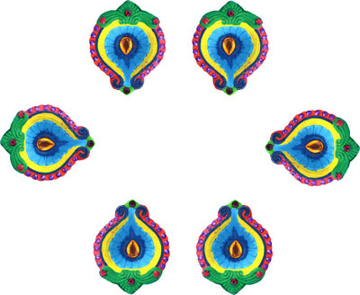 

iHandikart Terracotta (Pack of 6) Table Diya Set(Height: 1 inch)