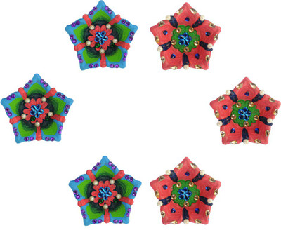 

iHandikart Terracotta (Pack of 6) Table Diya Set(Height: 1 inch)