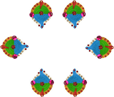 

iHandikart Terracotta (Pack of 6) Table Diya Set(Height: 1 inch)
