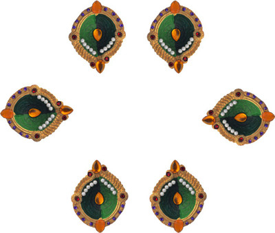 

iHandikart Terracotta (Pack of 6) Table Diya Set(Height: 1 inch)