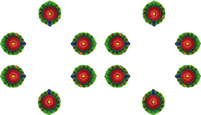 

iHandikart Terracotta (Pack of 12) Table Diya Set(Height: 1 inch)
