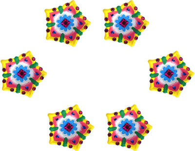 iHandikart Terracotta (Pack of 6) Table Diya Set(Height: 1 inch)