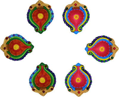

iHandikart Terracotta (Pack of 6) Table Diya Set(Height: 1 inch)