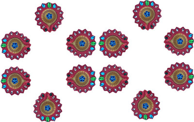

iHandikart Terracotta (Pack of 12) Table Diya Set(Height: 1 inch)
