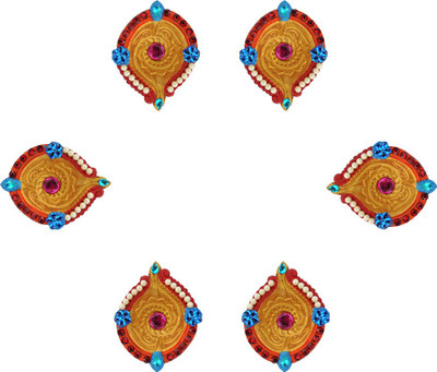 

iHandikart Terracotta (Pack of 6) Table Diya Set(Height: 1 inch)