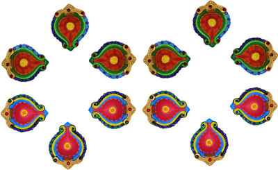 

iHandikart Terracotta (Pack of 12) Table Diya Set(Height: 1 inch)