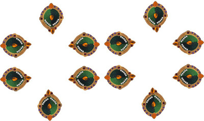 

iHandikart Terracotta (Pack of 12) Table Diya Set(Height: 1 inch)