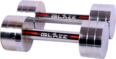 Glaze Chrome (4kg x 2 =8kg) Fixed Weight Dumbbell(8 kg), Silver
