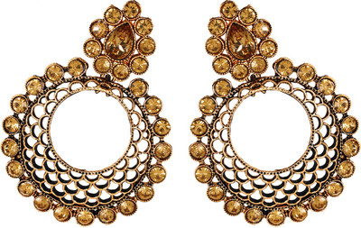 JEWELS GURU Diva Style Cubic Zirconia Alloy Chandbali Earring