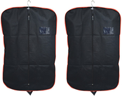 

Kuber Industries Designer Men's Coat Blazer cover Foldover Breathable Garment Bag Suit cover Set of 2 Pcs SAREESCKU8958(Black)