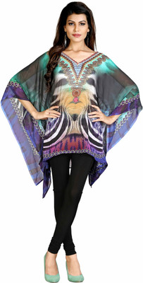HSFS Printed Poly Georgette Women Kaftan
