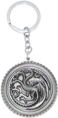 

NeoTask Game Of Thrones Fire And Blood Round Silver Metal Key Chain