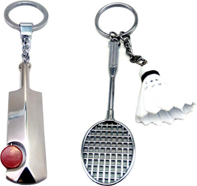 

City Choice New Combo of Badminton & Cricket Bat with Revolving Red Ball Key Chain