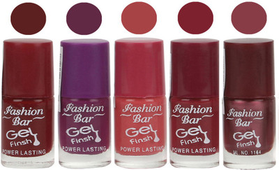

Fashion Bar Gel Finish Exclusive Nail Polish Combo Set Purple, Pink, Brown(Pack of 5)