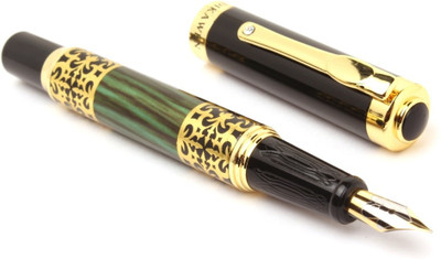 Ledos ELEGANT FOREST DESIGNER WITH GOLDEN TRIMS NEW Fountain Pen(Ink Color - CONVERTER MECHANISM)