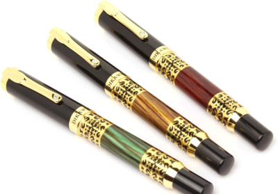 Ledos (PACK OF 3) ROYAL DESIGNER WITH GOLDEN TRIMS NEW Pen Gift Set(Pack of 3, Ink Color - CONVERTER MECHANISM)