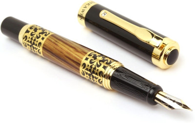 Ledos ROYAL WOOD DESIGNER WITH GOLDEN TRIMS NEW Fountain Pen(Ink Color - CONVERTER MECHANISM)