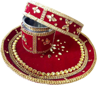 

Unique Arts Maroon-Gold velvet Karwa Chauth Stainless Steel(3 Pieces, Multicolor)