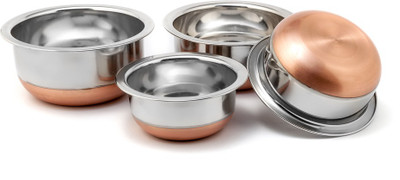 

Meenamart Copper Bottom Handi Handi 2 L(Stainless Steel, Non-stick), Silver