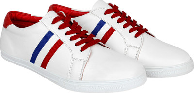 

Zupero Men's The Striped Stylish Leather Sneakers For Men(White