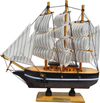 

M J Style Wooden Ship Decorative Showpiece - 16.5 cm(Wooden, Multicolor)