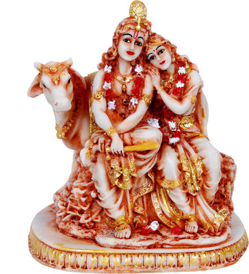 

Hub N Art radha krishna cow murti/idol statue gift items Decorative Showpiece - 17 cm(Polyresin, Multicolor)
