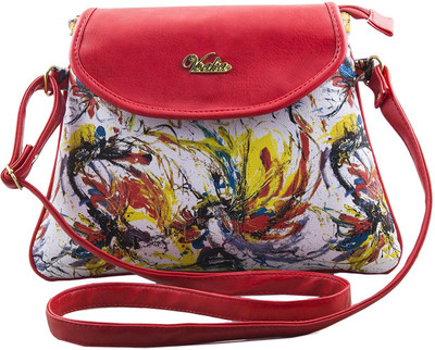 

VOAKA Women Casual Red PU Sling Bag
