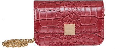 

peaubella Women Evening/Party Maroon Leatherette Sling Bag