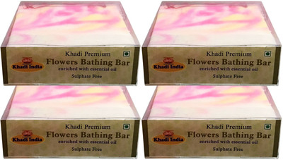 Kangra Valley Khadi Premium Flowers Bathing Bar, 100g each (Pack of 4)(125 g, Pack of 4)