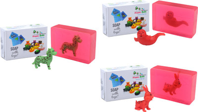 Happy Baby Luxurious Kids Soap With Toy Pink (P38)(300 g, Pack of 3)