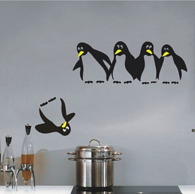 Asmi Collections 60 cm Beautiful 5 Funny Penguins Removable Sticker(Pack of 1)