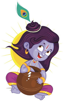 Asmi Collections 92 cm Beautiful Little Krishna Removable Sticker(Pack of 1)