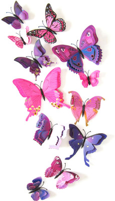 

iDream  12pcs Double Layer 3D PVC Magnet Butterfly Sticker(Pack of 12, Purple