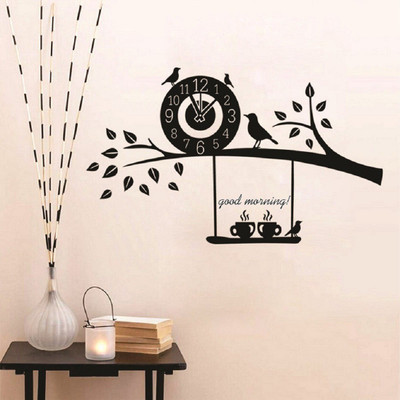 Asmi Collections 130 cm Good Morning Birds on Branch with Coffee Removable Sticker(Pack of 1)