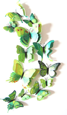 

iDream  12pcs Double Layer 3D PVC Magnet Butterfly Sticker(Pack of 12, Green
