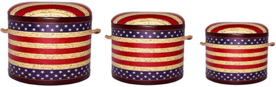 

ShopyBucket Round Decorative Faux Leather Stool_8 Living & Bedroom Stool(Multicolor)