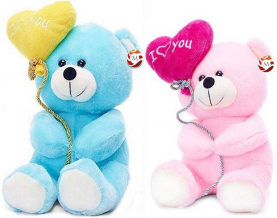 

Lovely balloon teddy combo - 20 cm(Pink, Blue), Blue;pink