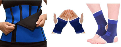 

GB Pack Of Waist , Ankle, Palm Support (Free Size, Black, Blue)