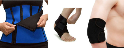 

GB Pack Of Best Waist Elbow & Ankle Support (Free Size, Black)