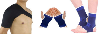 

GB Pack Of Palm , Ankle And Shoulder Support (Free Size, Black, Blue)
