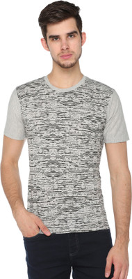 SHAUN Printed Men Round Neck Grey T-Shirt