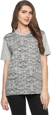 69GAL Printed Women Round Neck Grey T-Shirt Flipkart