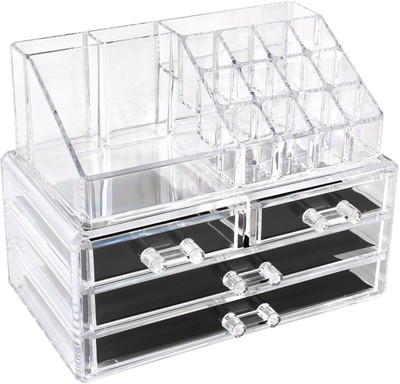

Foolzy Cosmetics Makeup Organizer with 4 Drawers and 16 Compartments Makeup, Jewellery Vanity Box(White)