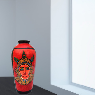 

iHandikart Handpainted Terracotta Warli Pots 6 Inch 7014-16 Vase Filler(Table Pots)