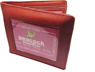 

Peacock Mundkar Boys Blue Fabric Wallet(5 Card Slots), Red