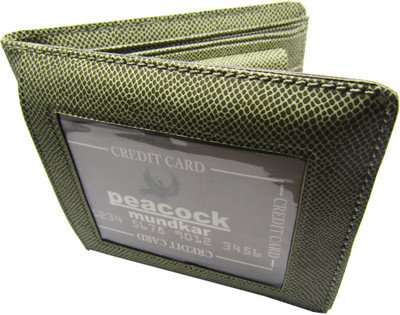 

Peacock Mundkar Boys Blue Fabric Wallet(5 Card Slots), Green