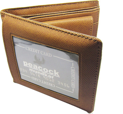 

Peacock Mundkar Boys Blue Fabric Wallet(5 Card Slots), Tan