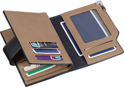 

choice365 Men Black Genuine Leather Wallet(11 Card Slots), Black;blue;brown