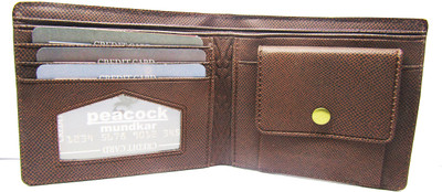 

Peacock Mundkar Boys Blue Fabric Wallet(5 Card Slots), Brown