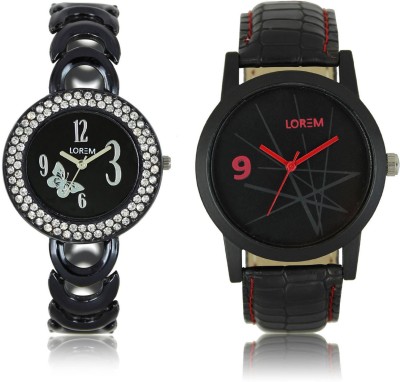LEGENDDEAL New LR08-201 Exclsive Diamond Studed Black Best Stylish Combo Analog Watch  - For Men & Women   Watches  (LEGENDDEAL)